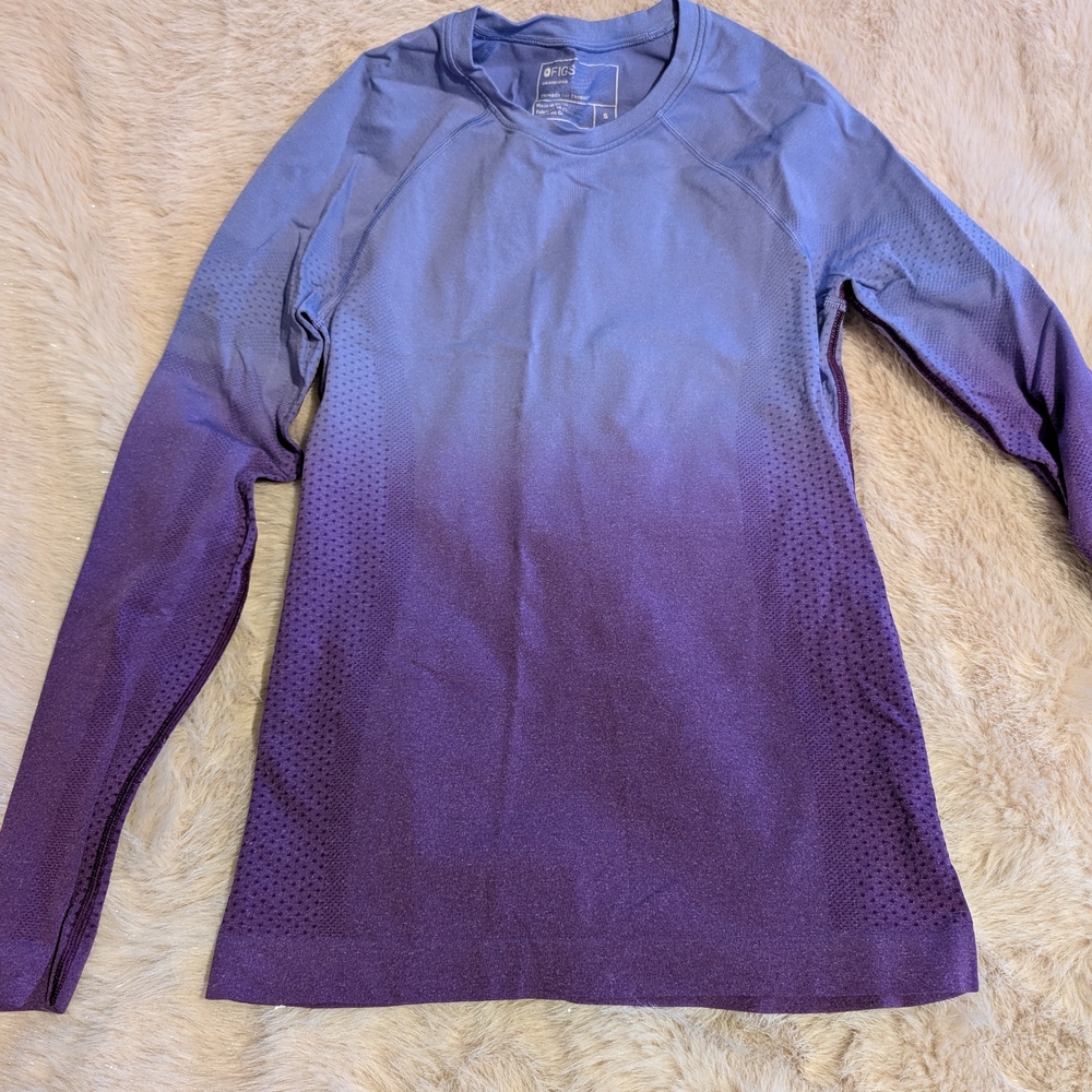 Figs Blue and Purple Gradient Long Sleeve Top